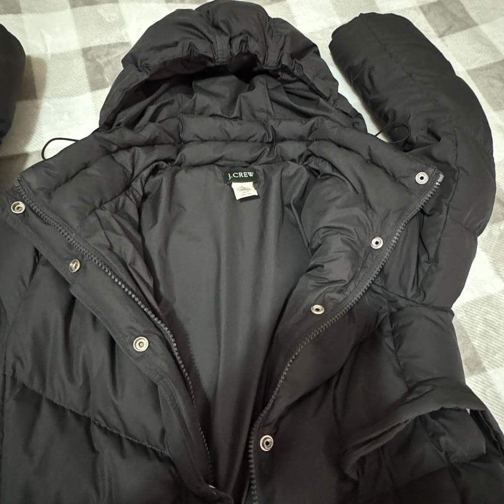 J Crew Women’s Dark Gray Full Length Puffer Jacket Medium - Picture 7 of 16